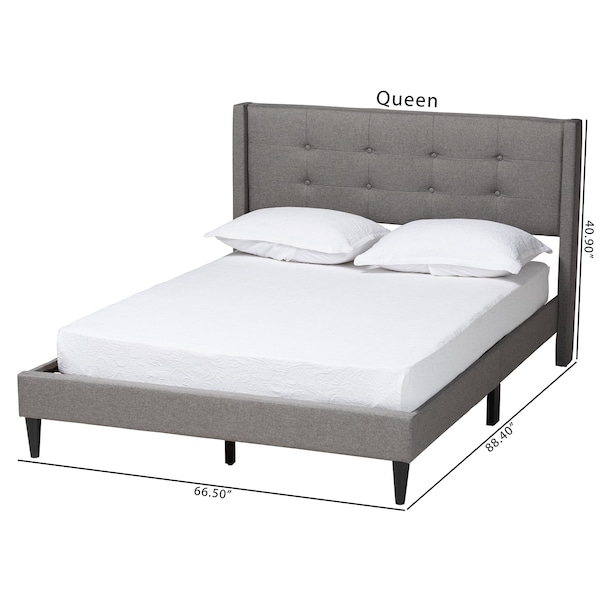 Casol MidCentury Modern Transitional Grey Fabric Upholstered Full Size Platform Bed